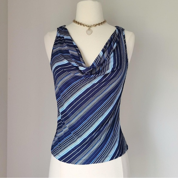 NWT Express Navy and Light Blue Striped Tank Top - Picture 1 of 3